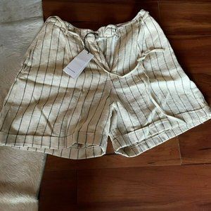 Pomandere Womens Cream Tone Striped Shorts Sz 12 NWT $345